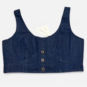 Banana Republic Denim Cropped Button Front Vest Top Size 6